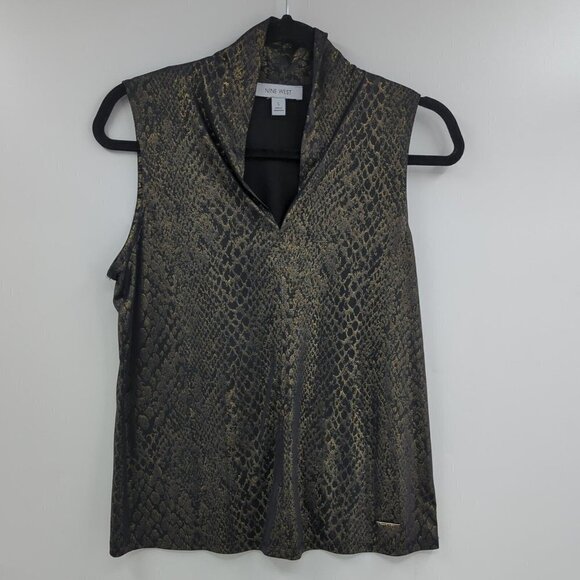NINE WEST Sleeveless Metallic Snakeskin Top - Picture 1 of 8